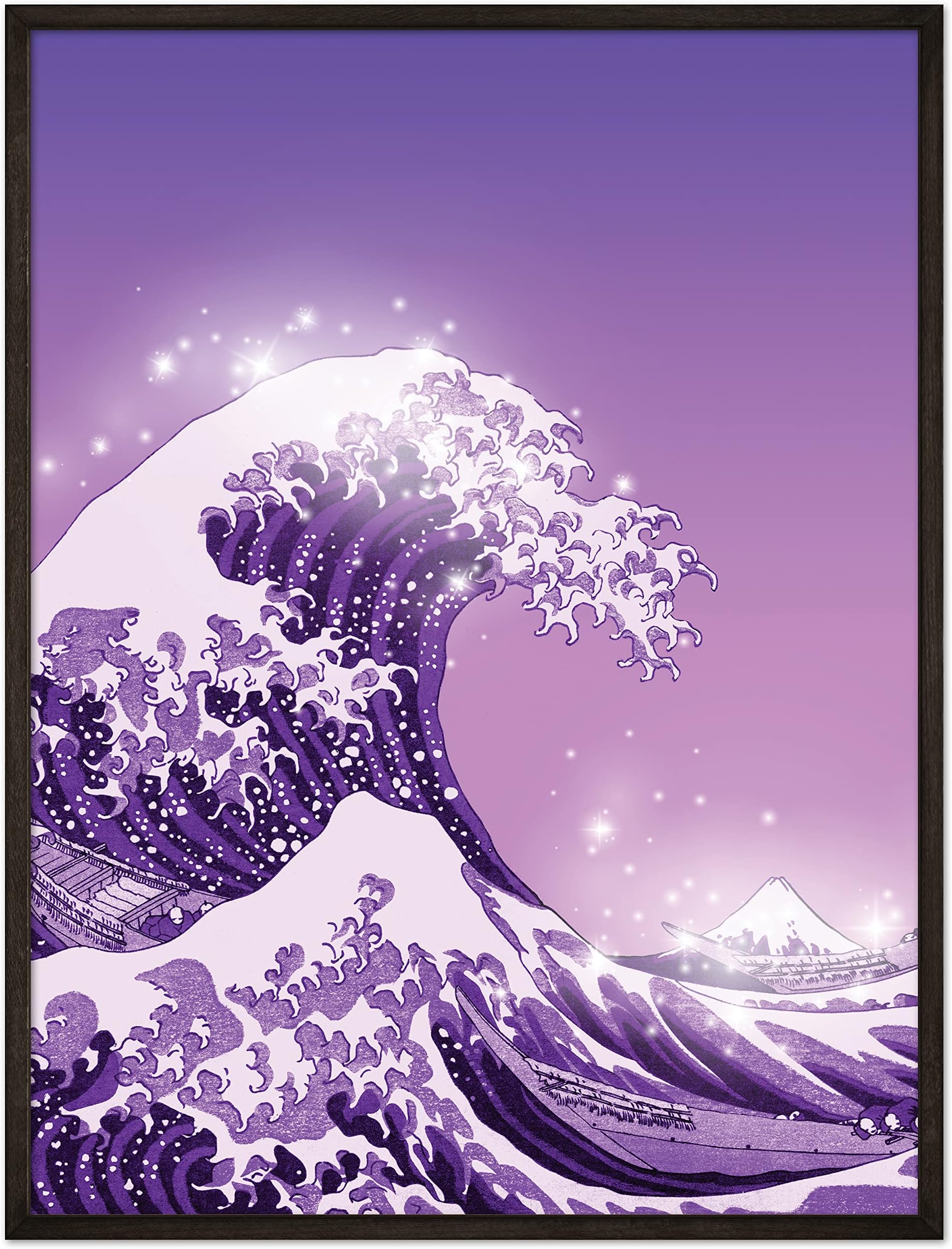 ArtivoPurple Poster 12x16 UNFRAMED, Great Wave Poster Print, Purple Aesthetic Room Decor, Teen Wall Decor