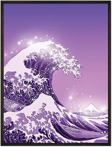 Póster estético morado de 12 x 16 pulgadas sin marco, arte de pared de gran ola, decoración de pared genial, decoración estética de habitación