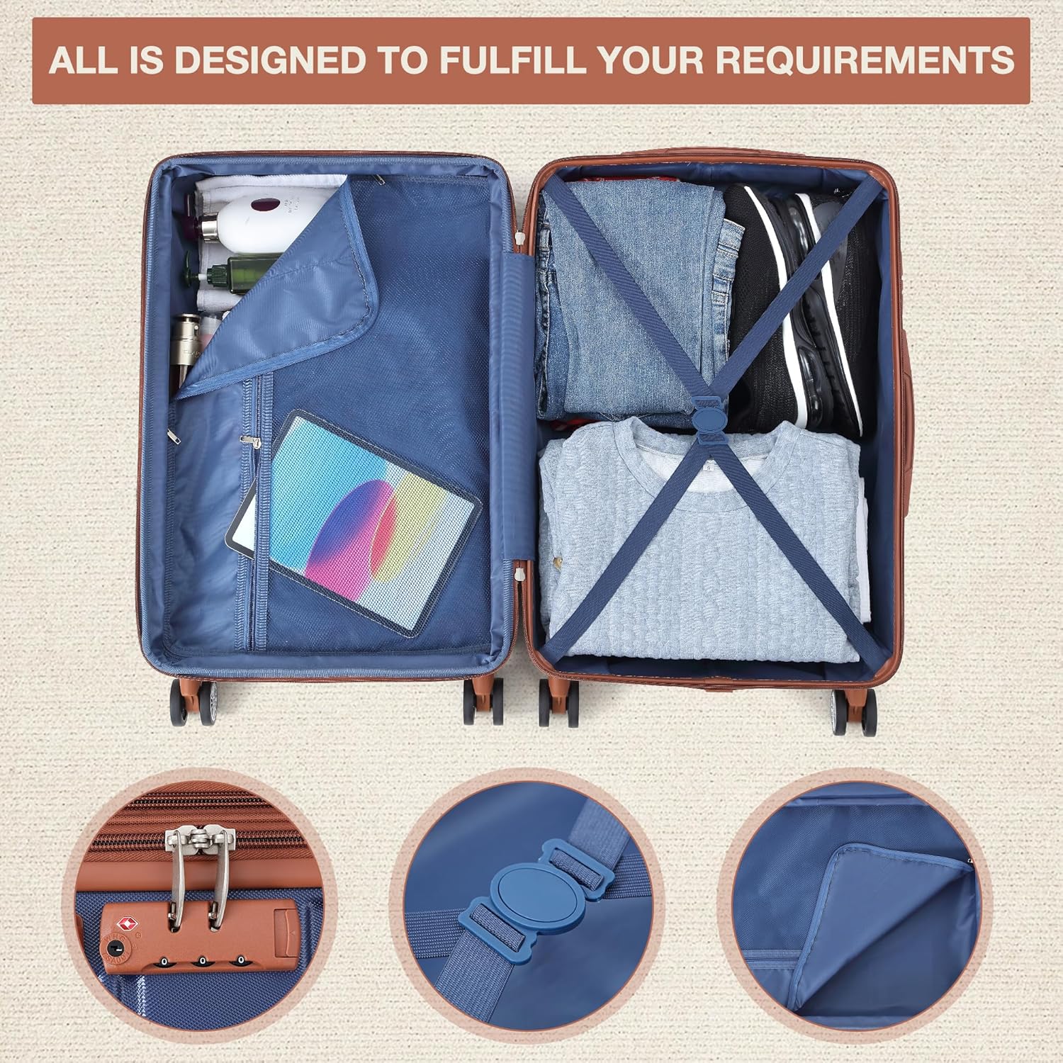 24in Hardside Carry On Luggage With Spinner Wheels, Suitcase Hardshell Expandable, Lightweight Luggage With Tsa Lock