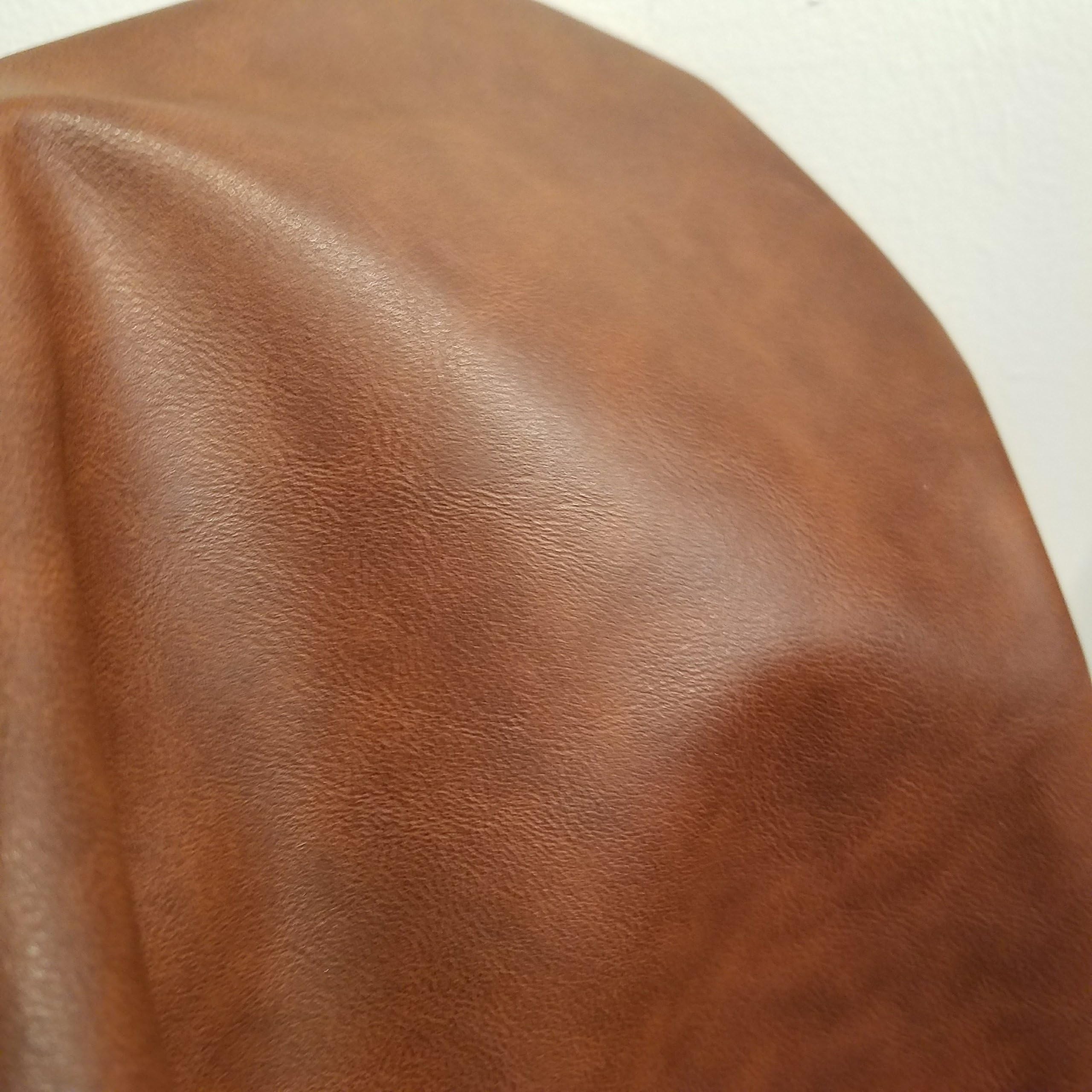 NAT Leathers™ | Cognac Rustic Brown Two Tone Soft Faux Vegan Leather Sheet Fabric PU (Peta Approved Vegan) | 1 Yard (36 inch x 54 inch) Cut by Yard | Synthetic Pleather Nappa 0.9 mm Smooth Upholstery