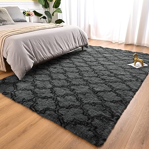 Miniatura 2 de QXKAKA Alfombras suaves y esponjosas de 3 x 5 pies para dormitorio, sala de estar, alfombra lavable a máquina con parte inferior antideslizante para