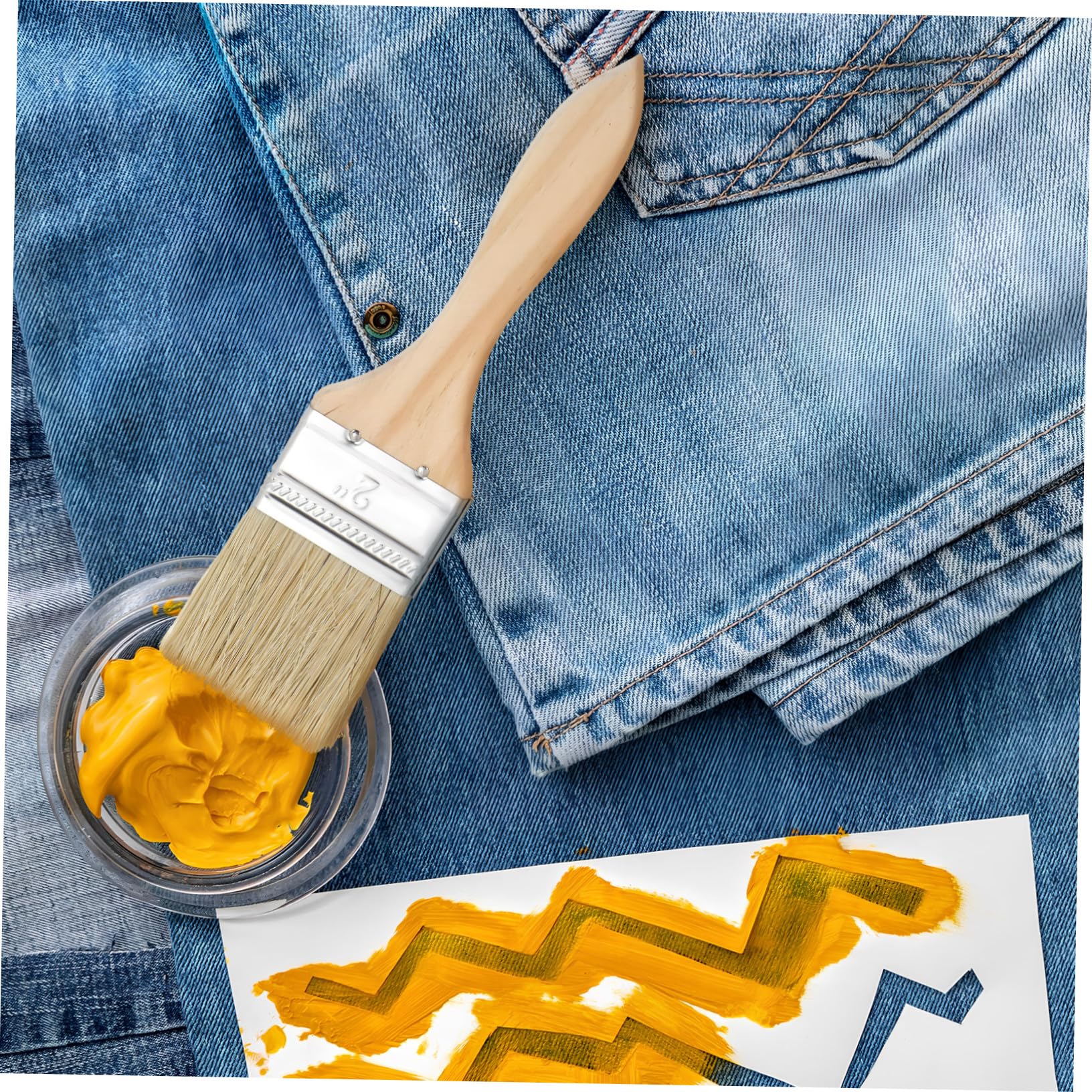 30 Pezzi Pennelli Pittura Professionali con in Legno Spesso Pennelli Piatti per Vernice Smalto e Varnish per Recinzioni e Pittura Edile ed Esterna