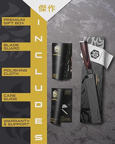 Miniatura 5 de KESSAKU Cuchillo multiusos dentado de 5.5 pulgadas - Serie Samurai - Cuchillo de cocina afilado - Acero inoxidable de alto carbono forjado 7Cr17MoV