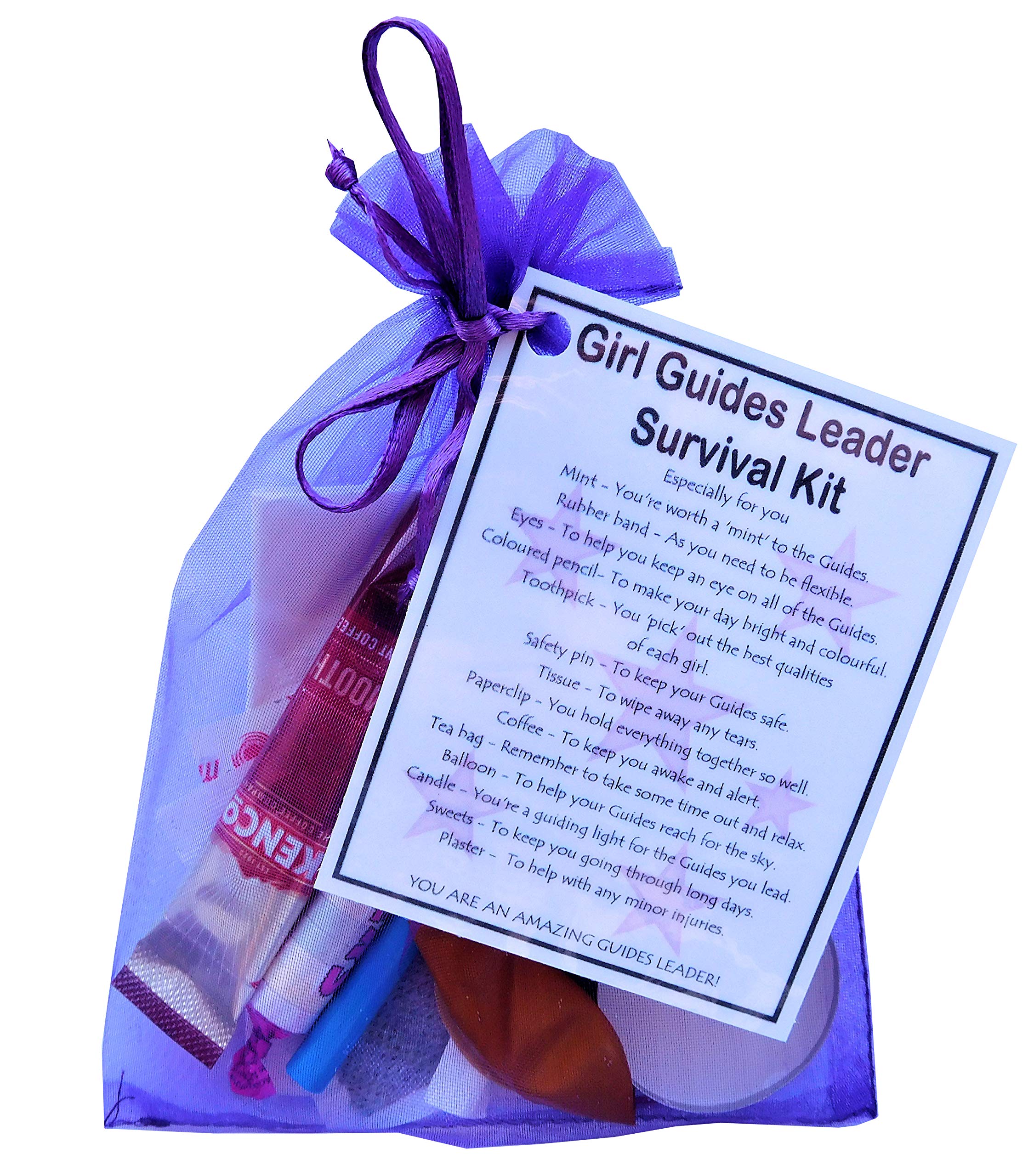 Smile Gifts Uk Girls Purple Guide Leader Survival Kit Gift (Great Present For Christmas, End Of Year Or Just Because...) Guide Leader Gift, Gift For Guides Leader