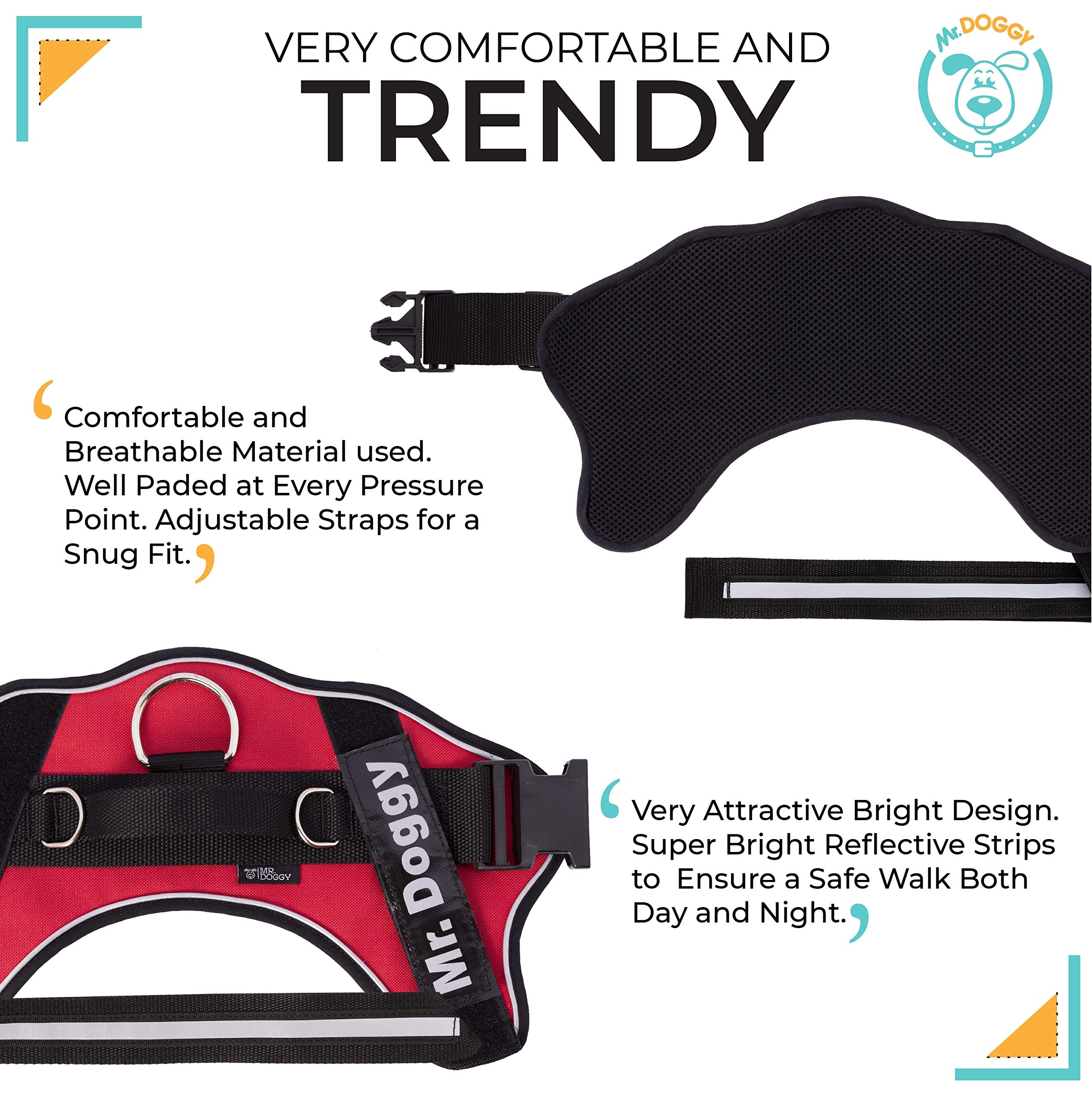Arnés Personalizado para Perros - Reflectante - Incluye 2 Etiquetas con Nombre - Todos los Tamaños - De Calidad y Resistente (M 12-20KG, Rojo)