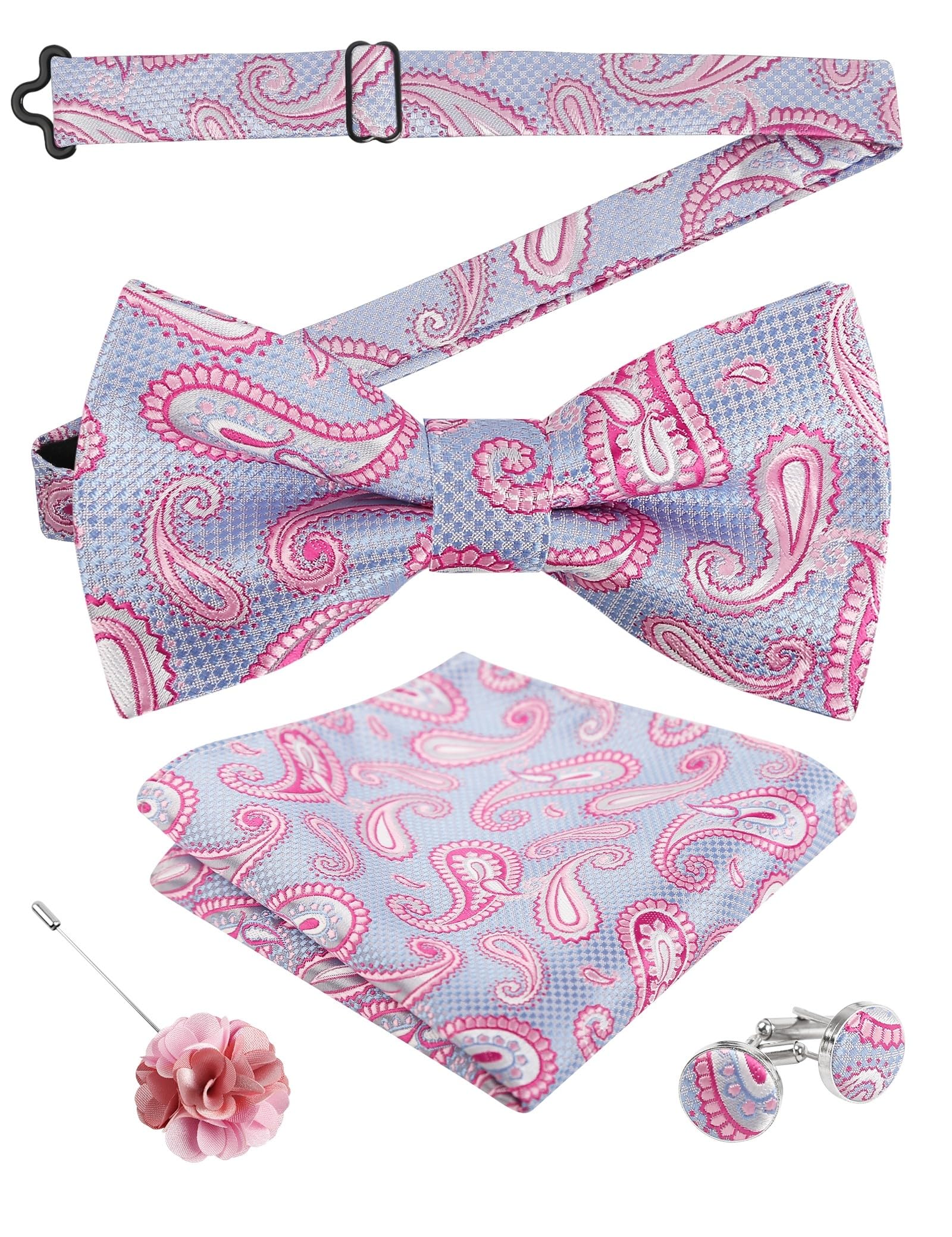 Alizeal Mens 4pcs Vintage Paisley Bow Tie Set