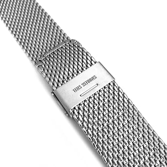 Metallic Gray Silver Thick Wire Mesh Steel Watch Cord Strap 20-22-24mm