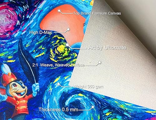 Miniatura 4 de Uhomate Decoración de pared de elefante volador de Dumbo Vincent Van Gogh, póster de noche estrellada para el hogar, lienzo impreso para decoración