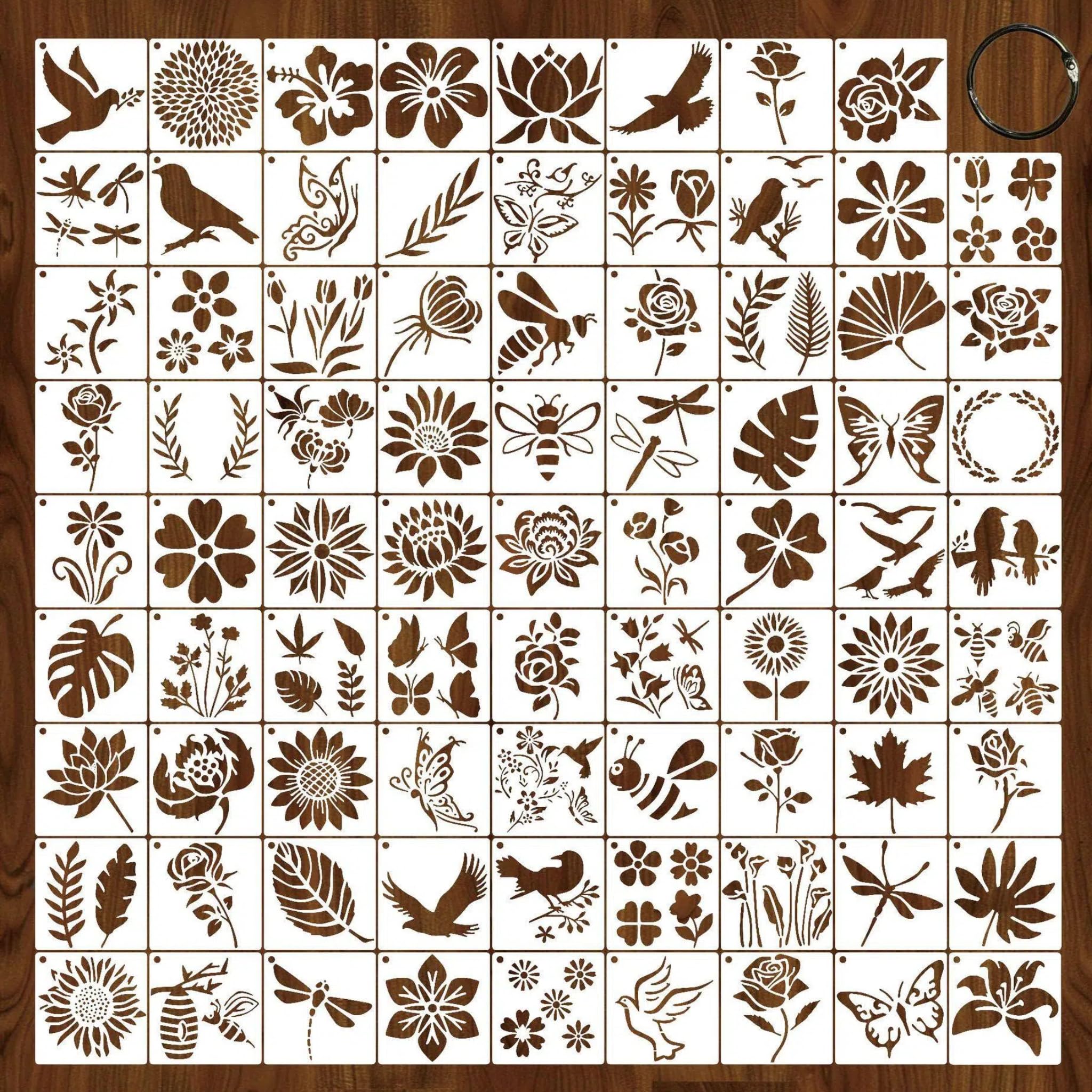 80Pcs Botanical Stencils Set Reusable Flower Animal Painting Templates