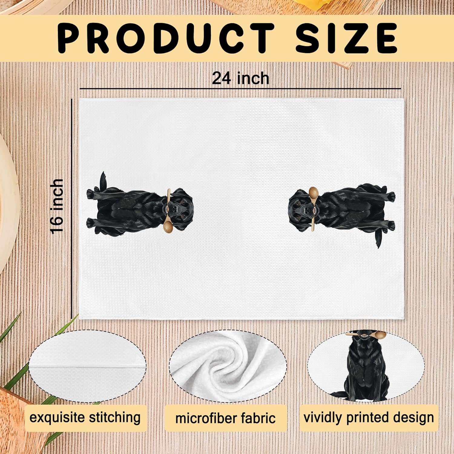 Funny Black Labrador Retriever Gifts Kitchen Towels, Black Lab Dog Lovers Gifts Hand Towels, Labrador Retriever Dish Tea Towel for Kitchen Decorations Decor, 16x24 Inch - Image 7