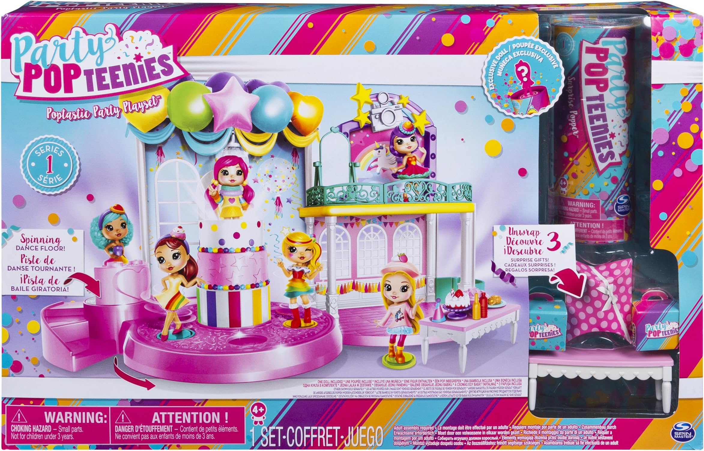 Party Popteenies Poptastic Party Playset with Confetti, Exclusive Collectible Mini Doll and Accessories, for Ages 4 and Up