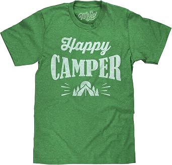 Tee Luv Mens Happy Camper Shirt - Faded Tent Graphic Camping T-Shirt