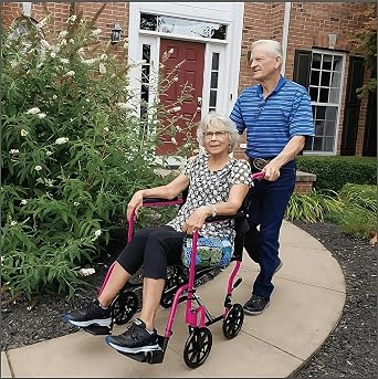 ProBasics Transport Wheelchair Lightweight Foldable with 19 inch Seat - Folding Transport Chair with Foot Rests, Foldable Wheel Chair and Lightweight Folding Wheelchair, Pink