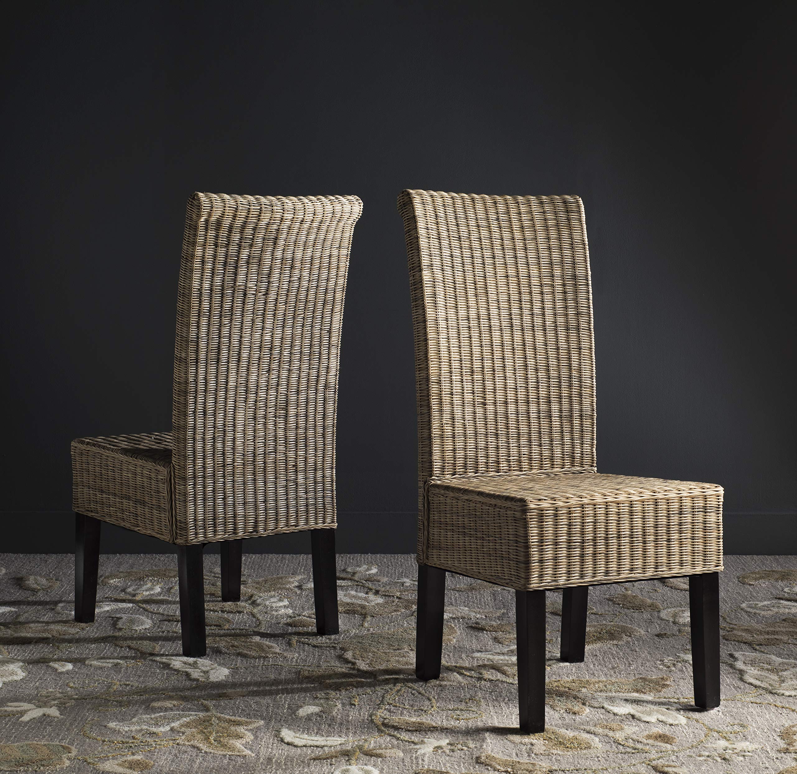 Home Collection Arjun - Silla de comedor de mimbre gris de 18.0 in 2