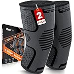 Knee Brace for Pain Relief - 2 Pack Knee Compression Sleeves for Men and Women - Support for Weightlifting, Gym, Workout, Volleyball - Meniscus Tear, ACL, Arthritis (Honeycomb, Gray/Black, Medium)