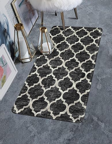 Miniatura 3 de Lahome - Alfombra marroquí, lavable, de 2 x 4 pies, antideslizante, de color negro y decorativa, para pasillo, lavandería, cocina y entrada