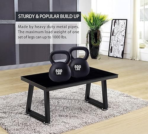 Miniatura 4 de Taelakeni - Juego de patas de banco de metal de 16 pulgadas, patas de mesa de café resistentes, trapezoidales