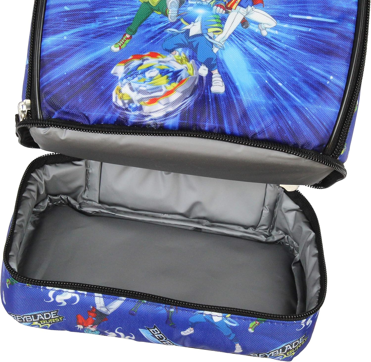 INTIMO Beyblade Burst Spinner Top Anime Characters Dual Compartment Insulated Lunch Box Bag Tote 10"
