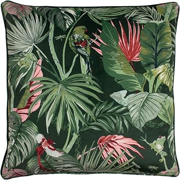 furn. Amazon Creatures Cushion Cover   Tropical Jungle Soft Reversible Botanical Cushion Case Jade   50x50cm