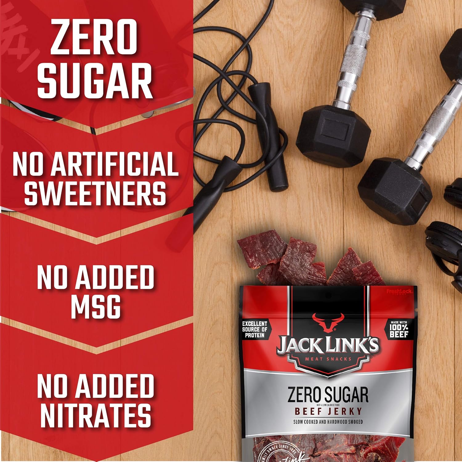 Jack Link’s Zero Sugar Beef Jerky, 7.3 oz. Bag, Pack of 2,14.6 Ounce Beef Jerky, Original, ½ Pounder Bag – Flavorful Meat Snack, 11g of Protein, 80 Calories, Made Beef Jack Link’s Zero Sugar Beef Jerky, 7.3 oz. Bag, Pack of 2,14.6 Ounce Beef Jerky, Original, ½ Pounder Bag – Flavorful Meat Snack, 11g of Protein, 80 Calories, Made Beef