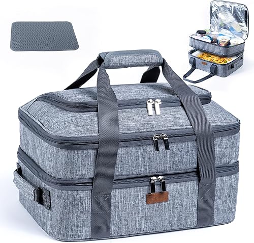 BAGSPRITE Expandable Insulated Casserole Carrier for Hot or Cold Food, Casserole Dish Carrying Case,Thermal Lasanga Lugger Tote for Pockluck,