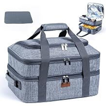 BAGSPRITE Expandable Insulated Casserole Carrier for Hot or Cold Food, Casserole Dish Carrying Case,Thermal Lasanga Lugger Tote for Pockluck, Parties, Picnic, Fits 9" x 13" Baking Dish,