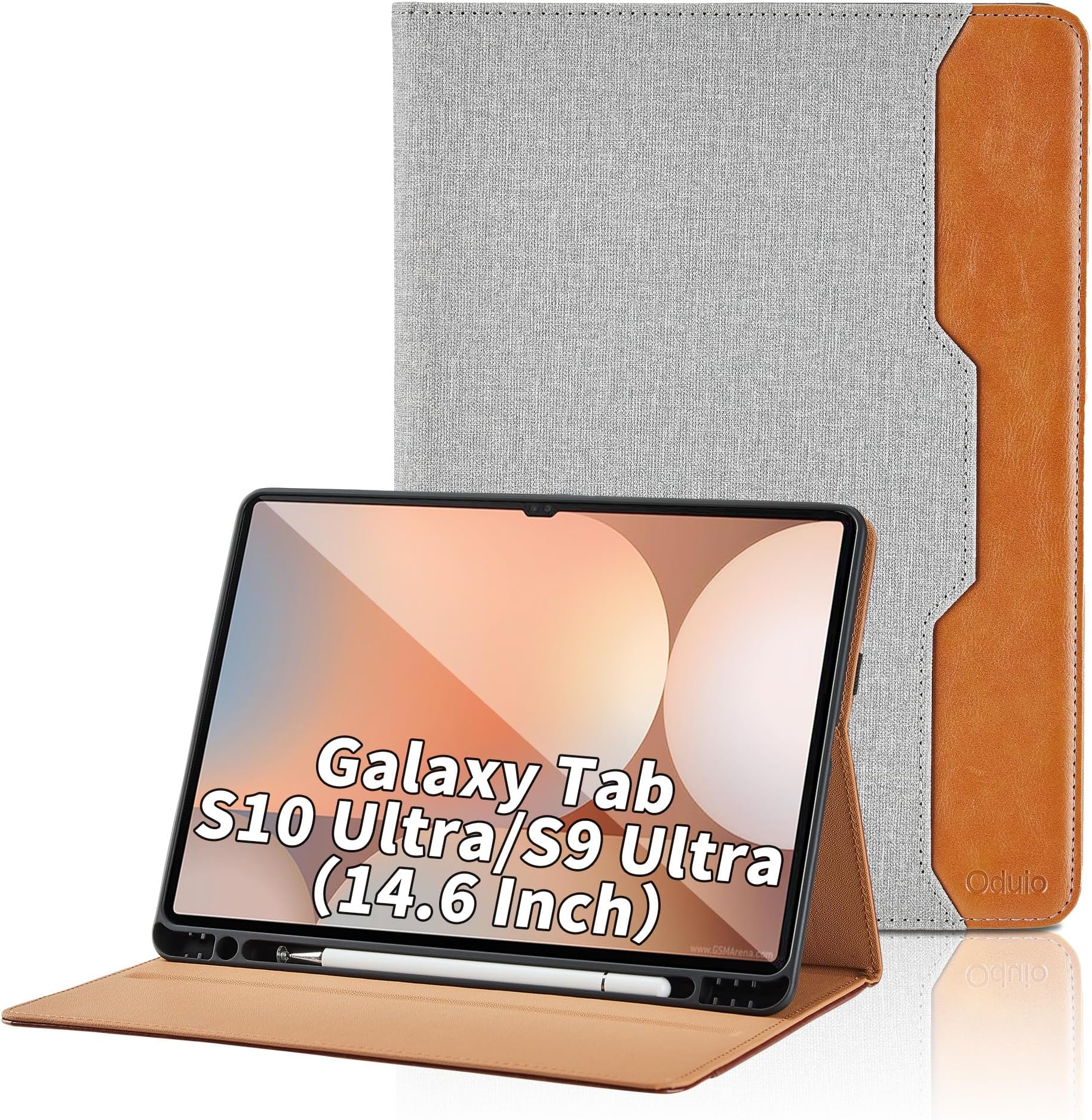 Cover for Samsung Galaxy Tab S10 Ultra 2024/S9 Ultra 2023 14.6 Inch, Model SM-X920/X926B/X910/X916B, PU Leather, Business Folio Case with S Pen Holder and Pocket, Grey