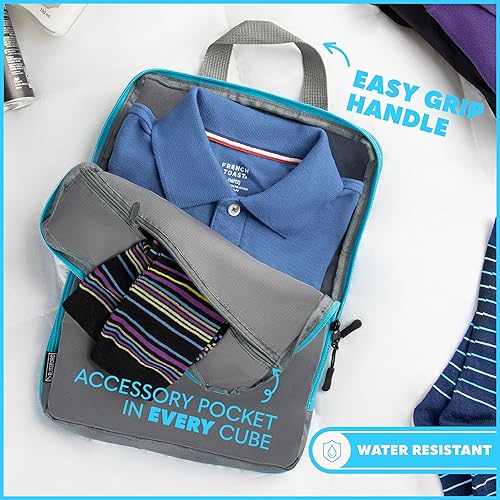 Vista 3 de Juego de 4 cubos de embalaje de compresión de viaje, 4 juegos6 cubos de equipaje para llevar en la maleta, juego de bolsas de compresión