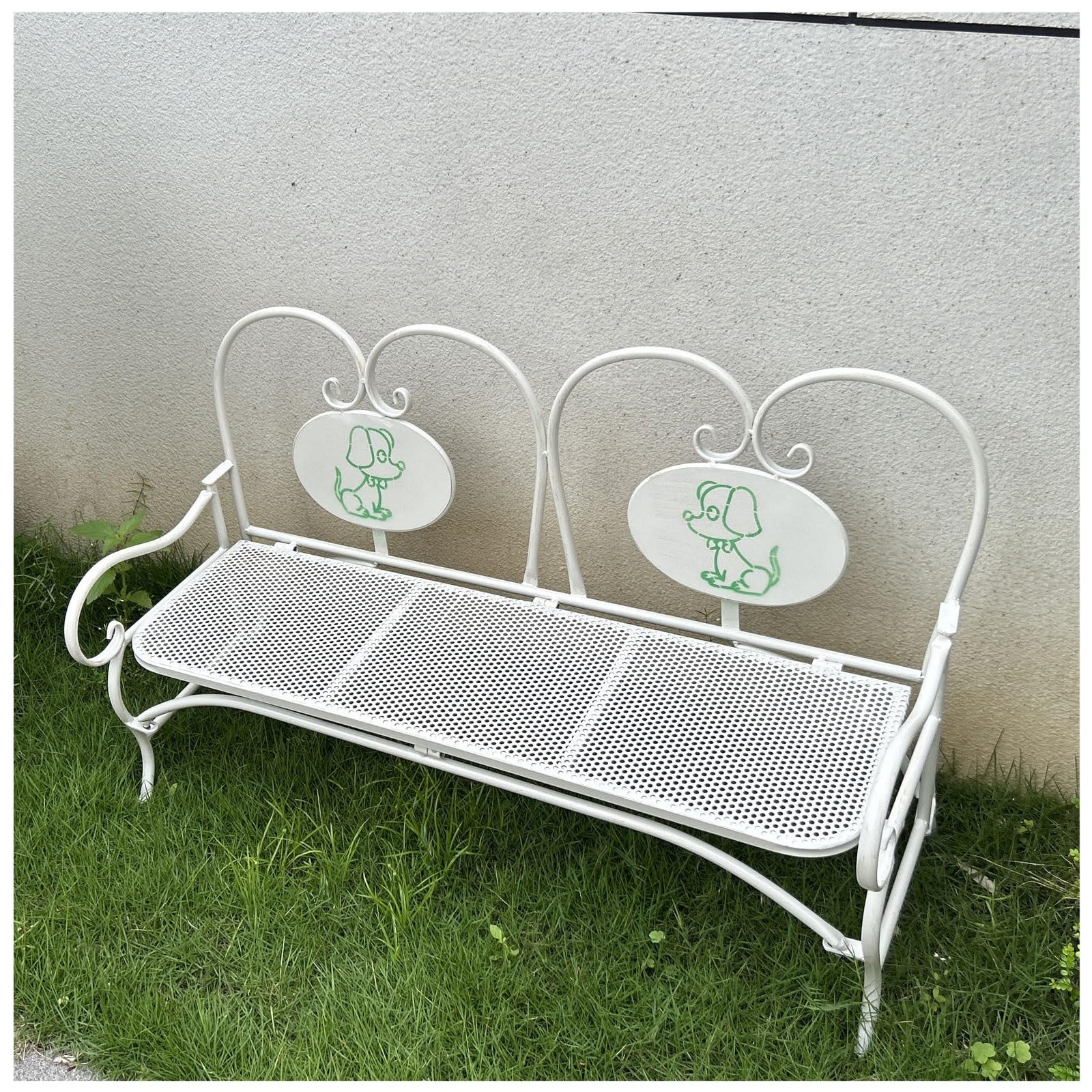Gartenbank aus Metall, 2-Sitzer, Schmiedeeisen, faltbar, 230 kg Kapazität für Terrasse, Hinterhof, Veranda, Pool, Weg