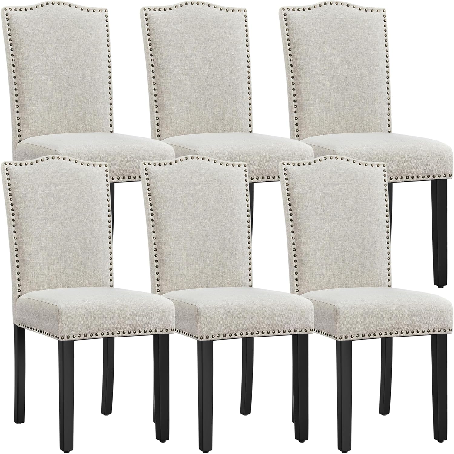 Yaheetech Dining Chairs Set of 6 Modern Upholstered Dining Chairs ...