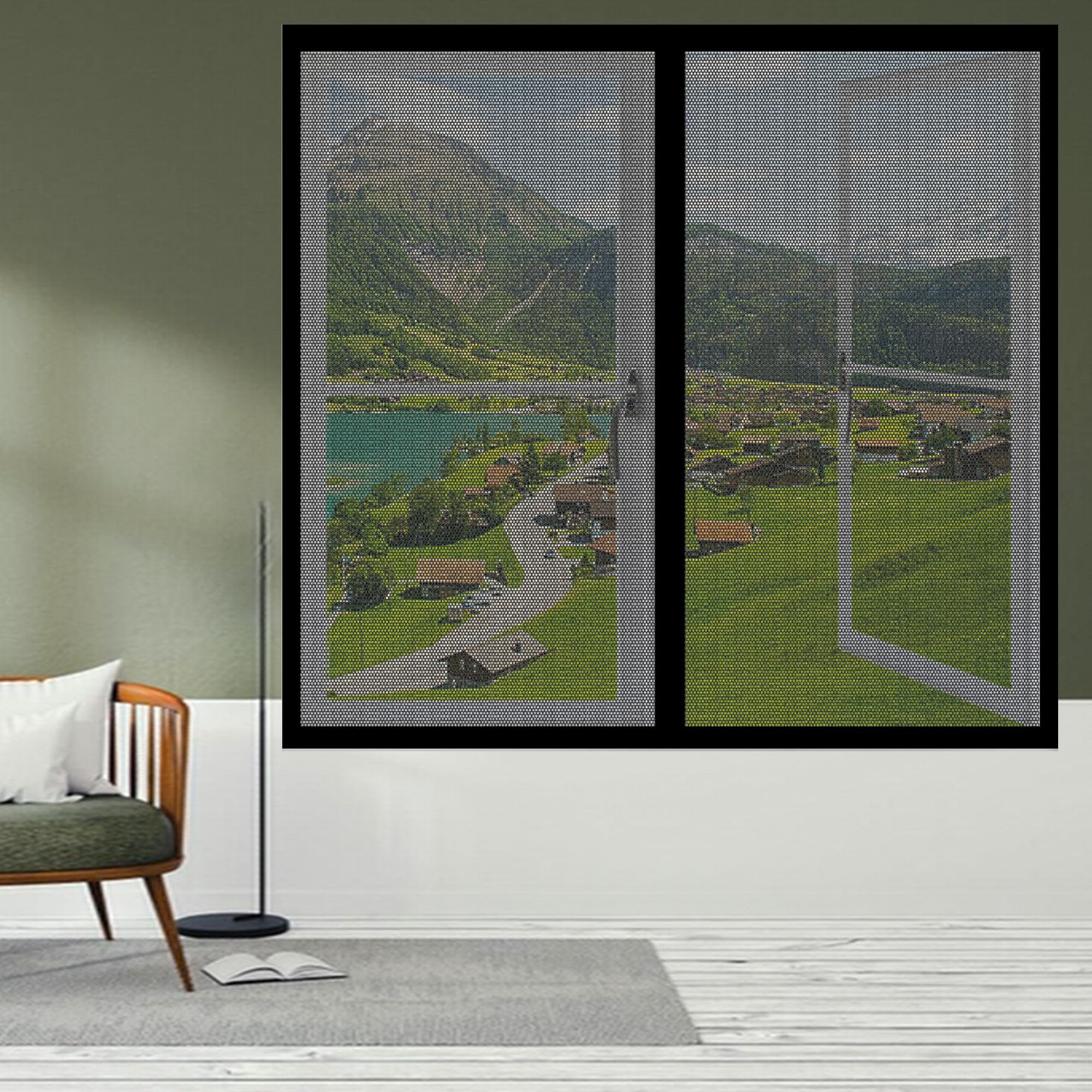 Fly Screens Windows 155 x 65 cm Selfadhesive Tape Fly Screen for Window Fine Mesh Design Prevents Tiny Insects from Entering for Windows Doors and Patio Screens, Black