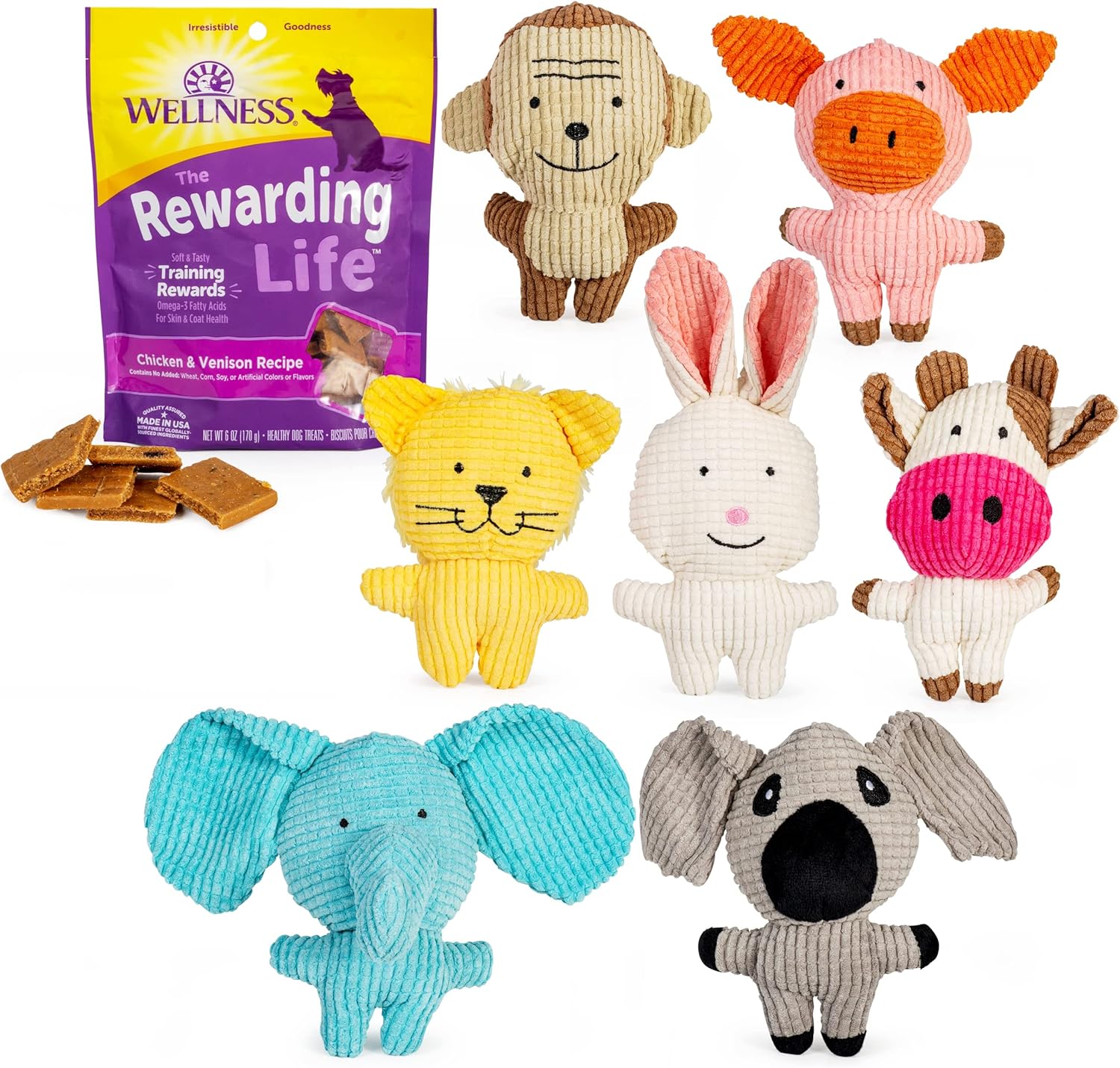Pet Supplies WOWING PETS Plush Squeaky Dog Toy Bundle for Small, Medium, Large Dogs with Grain