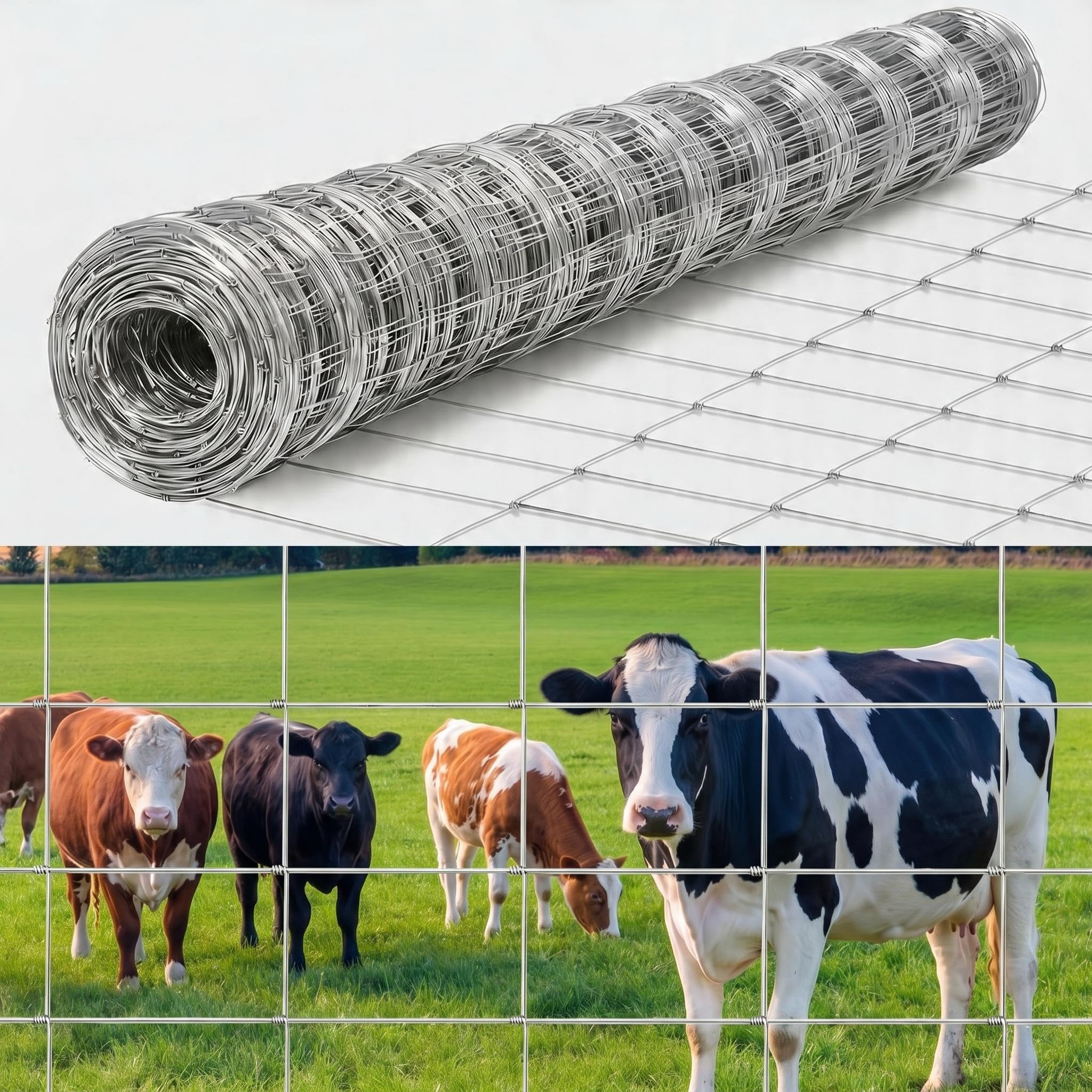 Photo 1 of Farm Fence 4FT x 328FT, 12GA Livestock Fence, Goat Fence, Galvanized Cattle Fence, Heavy Zinc Coating Wire Fencing, for Goat Deer Yard Livestock Animals Protection