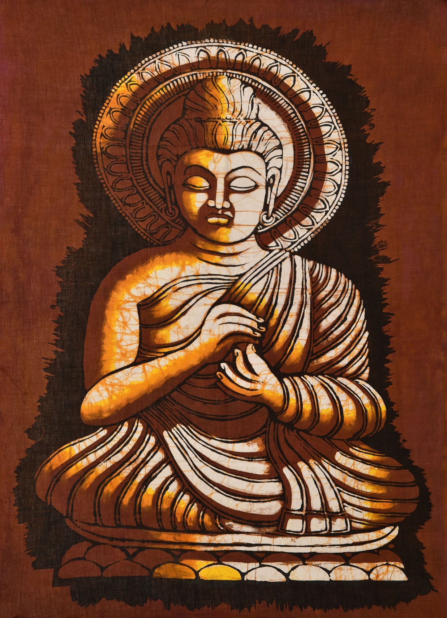 Batik Gautam Buddha Coton Exotic India pour Transformer un Mur Vide en Havre de Paix Zen