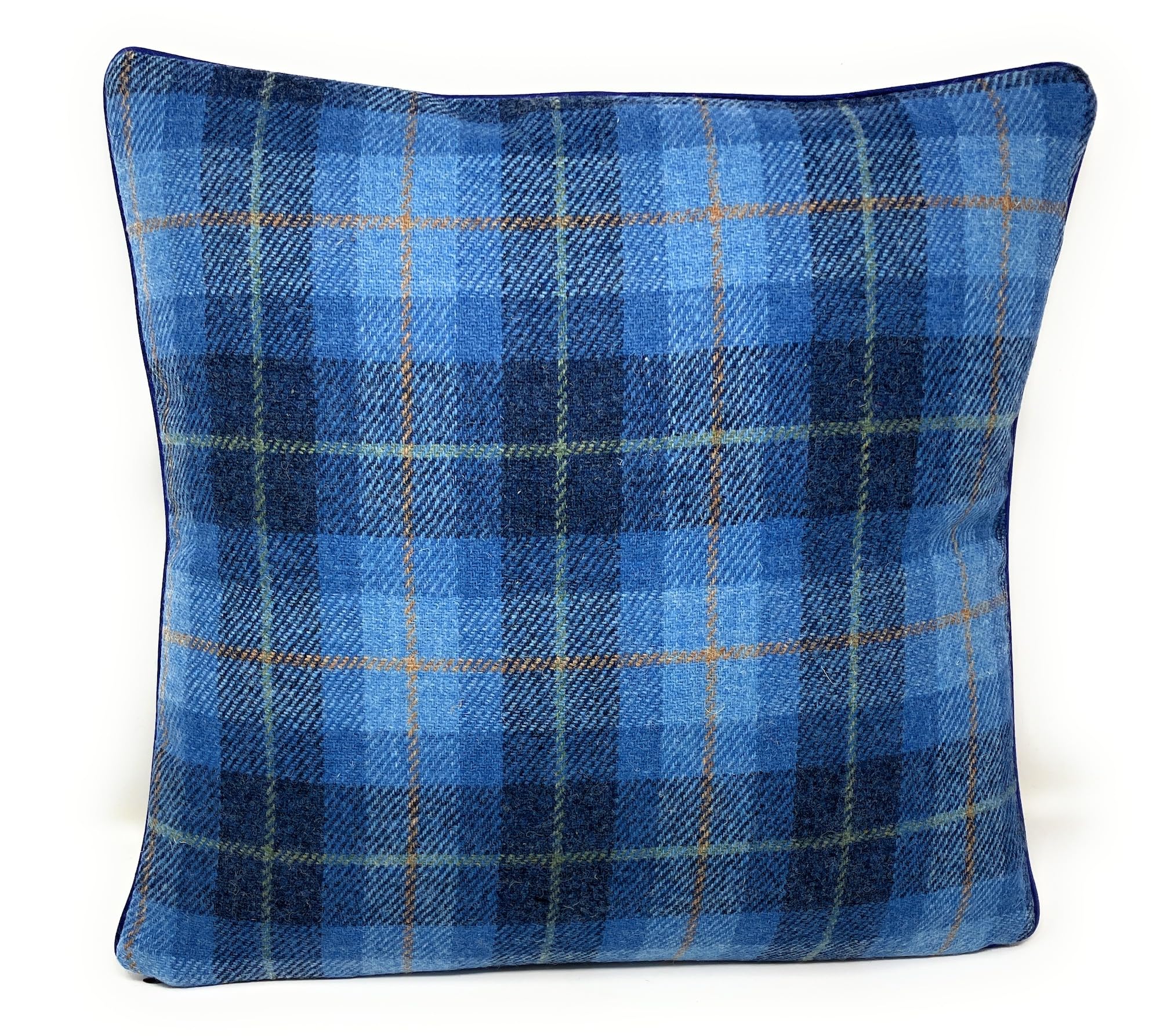 Harris Tweed Kissenbezug, doppelseitig, quadratisch, Schottenkaro, Blau