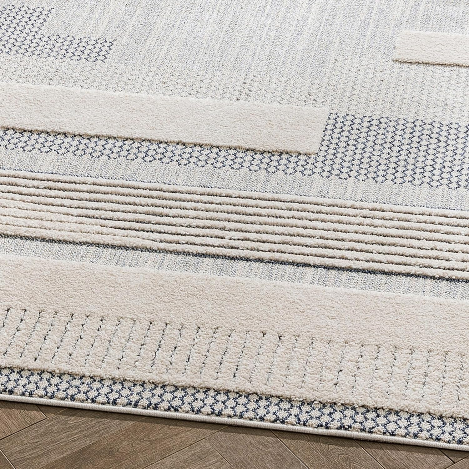 Well Woven Harlow Collection Briar Light Blue - Modern Tribal Minimalist Geometric 6x9 Area Rug - Ideal for Living Room, Dining Room & Bedroom - Durable, Stain Resistant & Easy to Clean