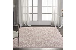 Nourison Jubilant Floral Ivory/Pink College Dorm Room Rug, 5'3'' x 7'3''