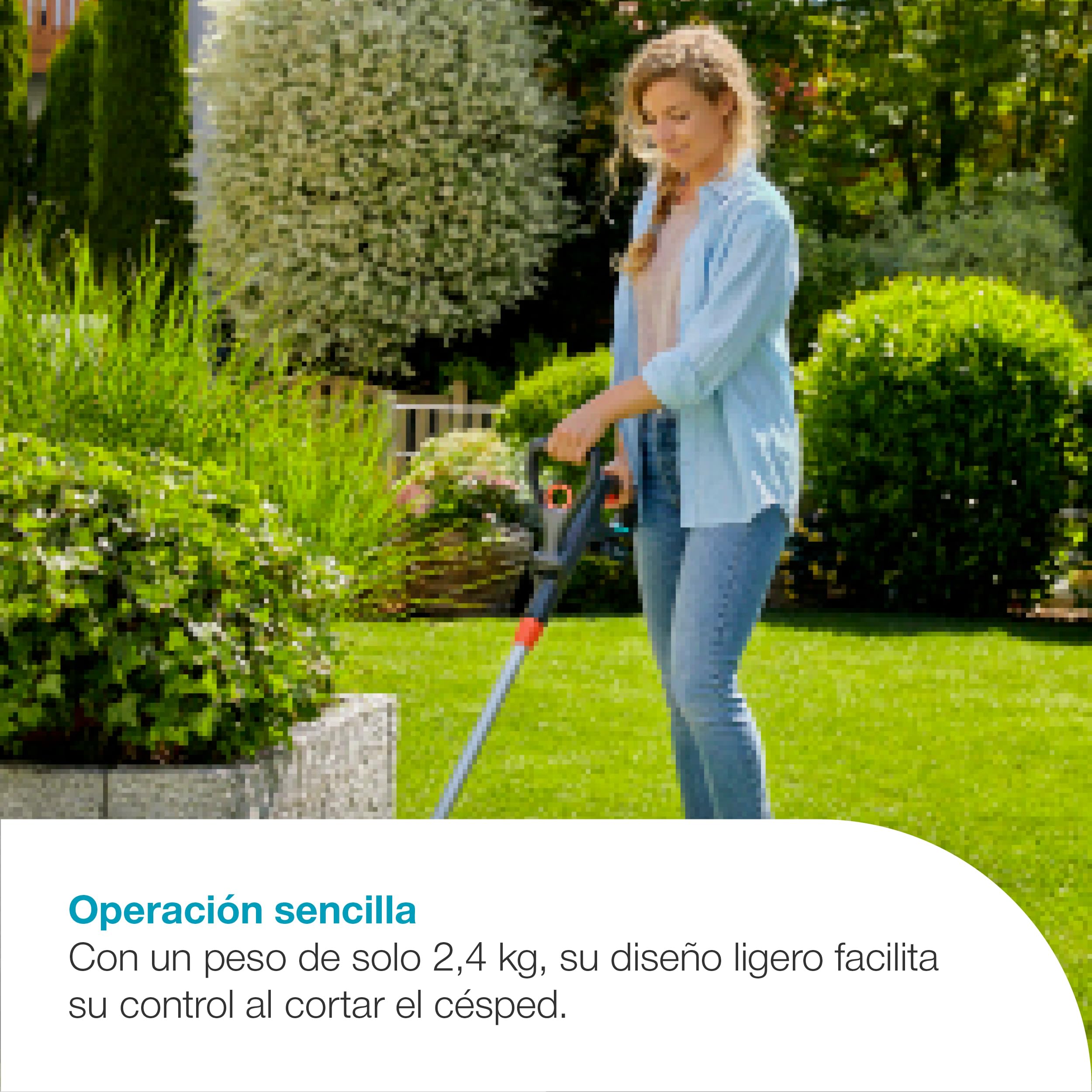 Gardena Cortabordes a batería EasyCut 23/18V P4A Set listo para usar: Potente, Ligero, Telescópico, Cabeza basculante, Sin cable (14700-20)