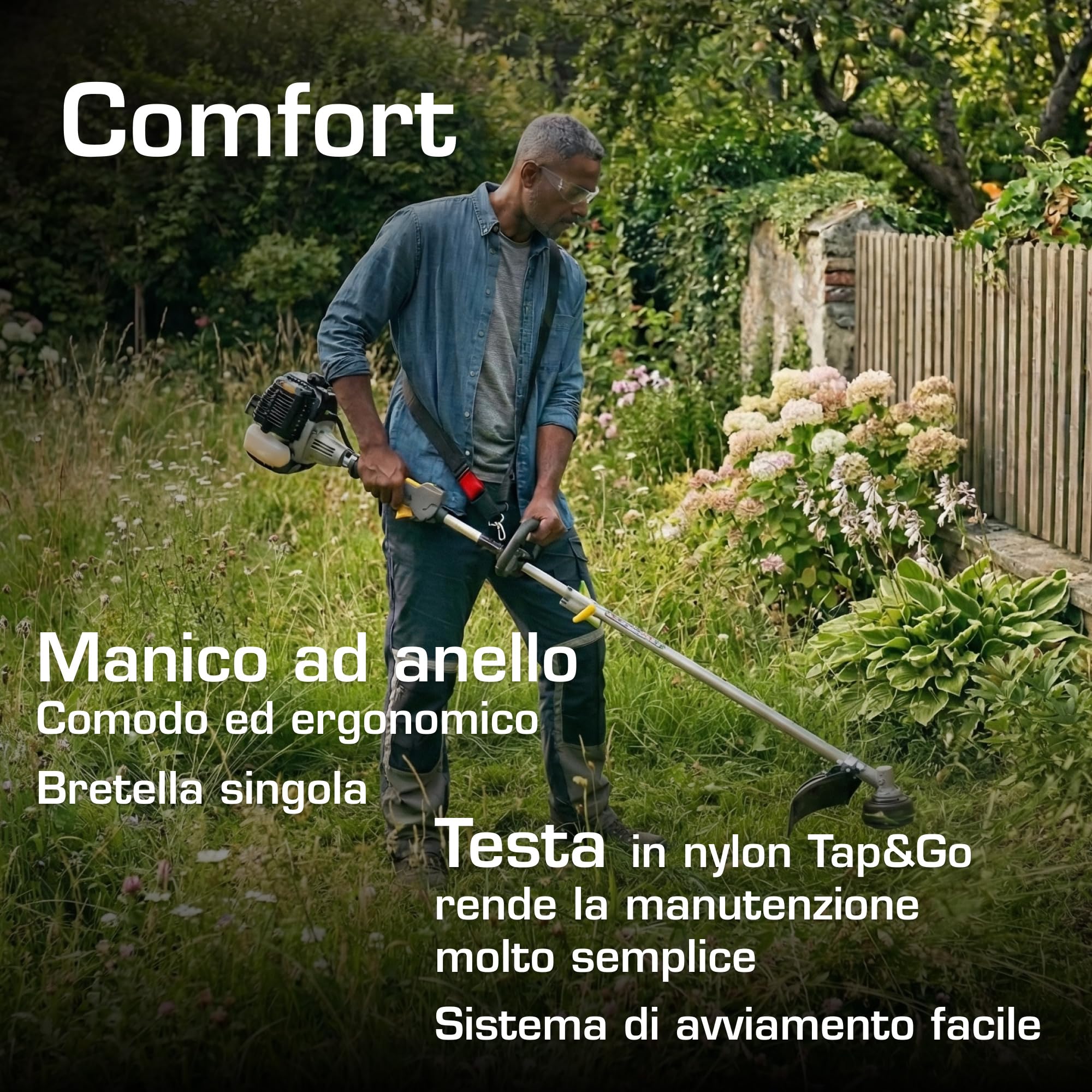 Alpina ABR 26 J Decespugliatore A Scoppio, 25,4 cc, 700 W – Asta Divisibile, Easy Start – Per Erba Incolta E Vegetazione Fitta