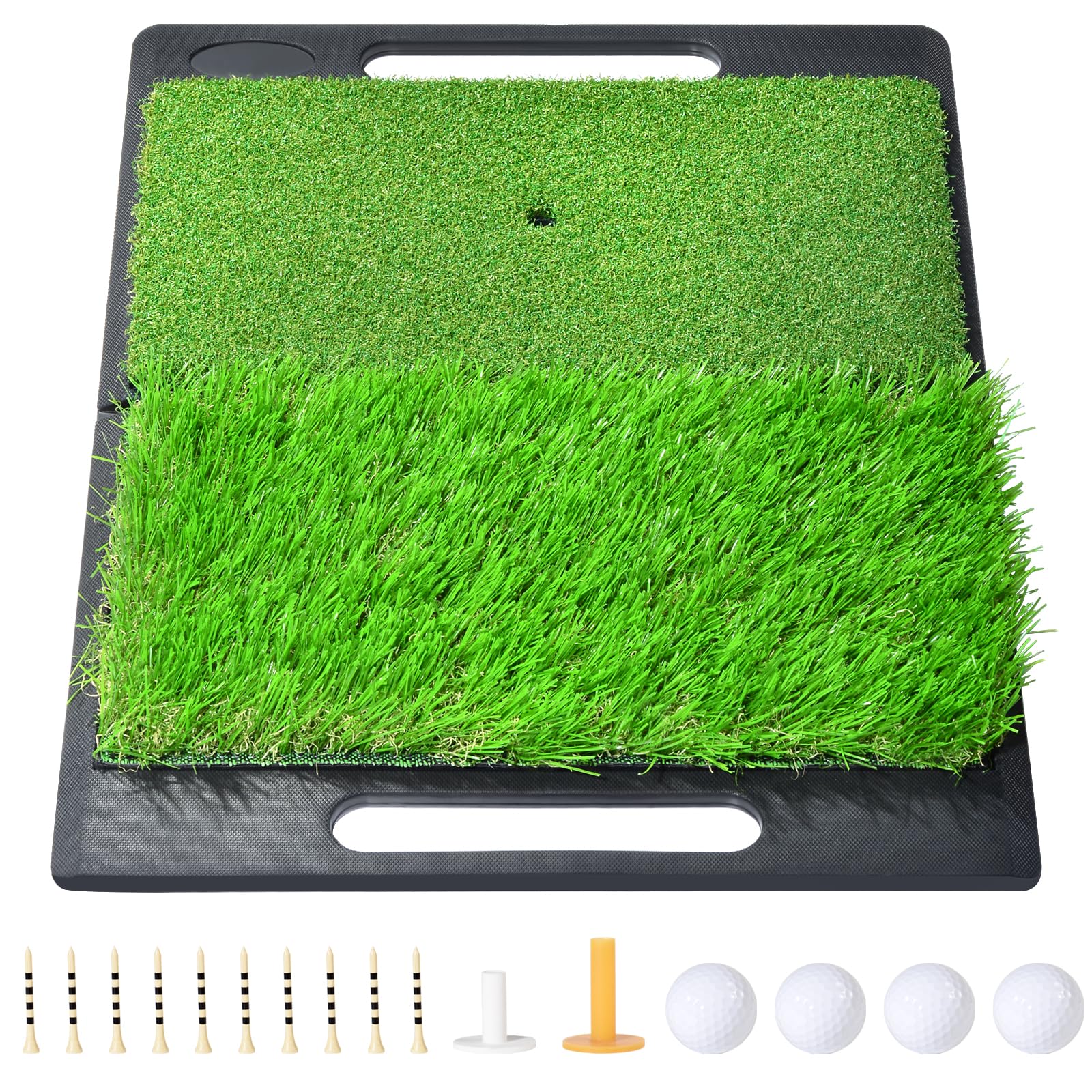 Golf Abschlagmatte 51 x 40 cm,Golf Übungsmatte mit 4 Golfbällen & Zubehör für Zuhause Indoor Outdoor Erwachsene