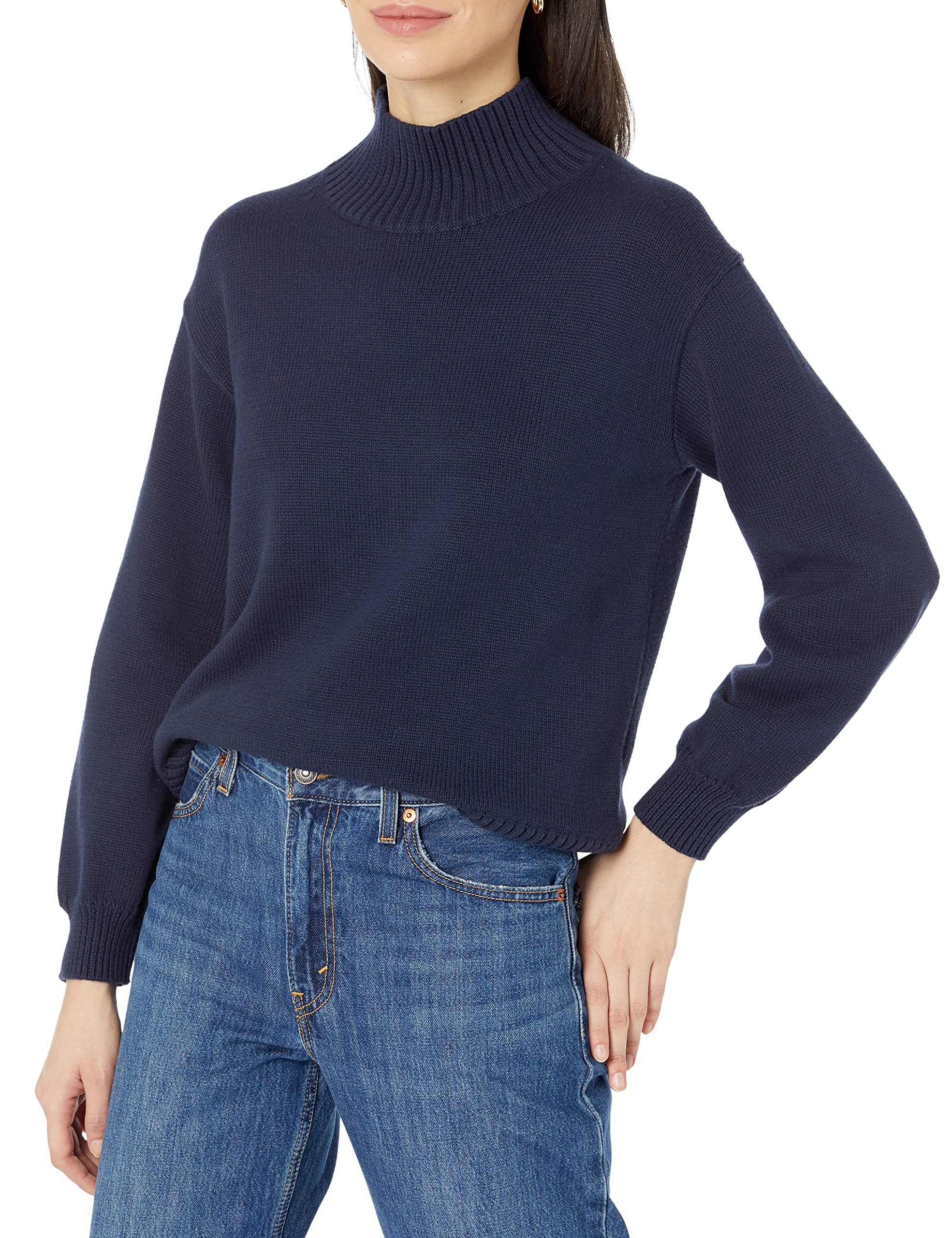 Amazon Essentials Damen Pullover Aus Baumwolle Mit Trichterausschnitt, In Übergrößen Erhältlich