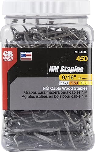 Miniatura 4 de Gardner Bender MS-450J - Grapa de cable de metal, paquete de contratistas, 916 pulgadas, asegura alambre Romex y cable no metálico (NM), paquete de