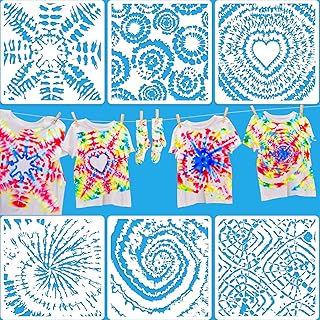 6 Pieces Tie Dye Stencils Reusable Art Painting Template Stencils DIY Tie Dye Drawing Stencils for Paint Craft Wall DIY Fabric Floor Home Decor Wood Signs