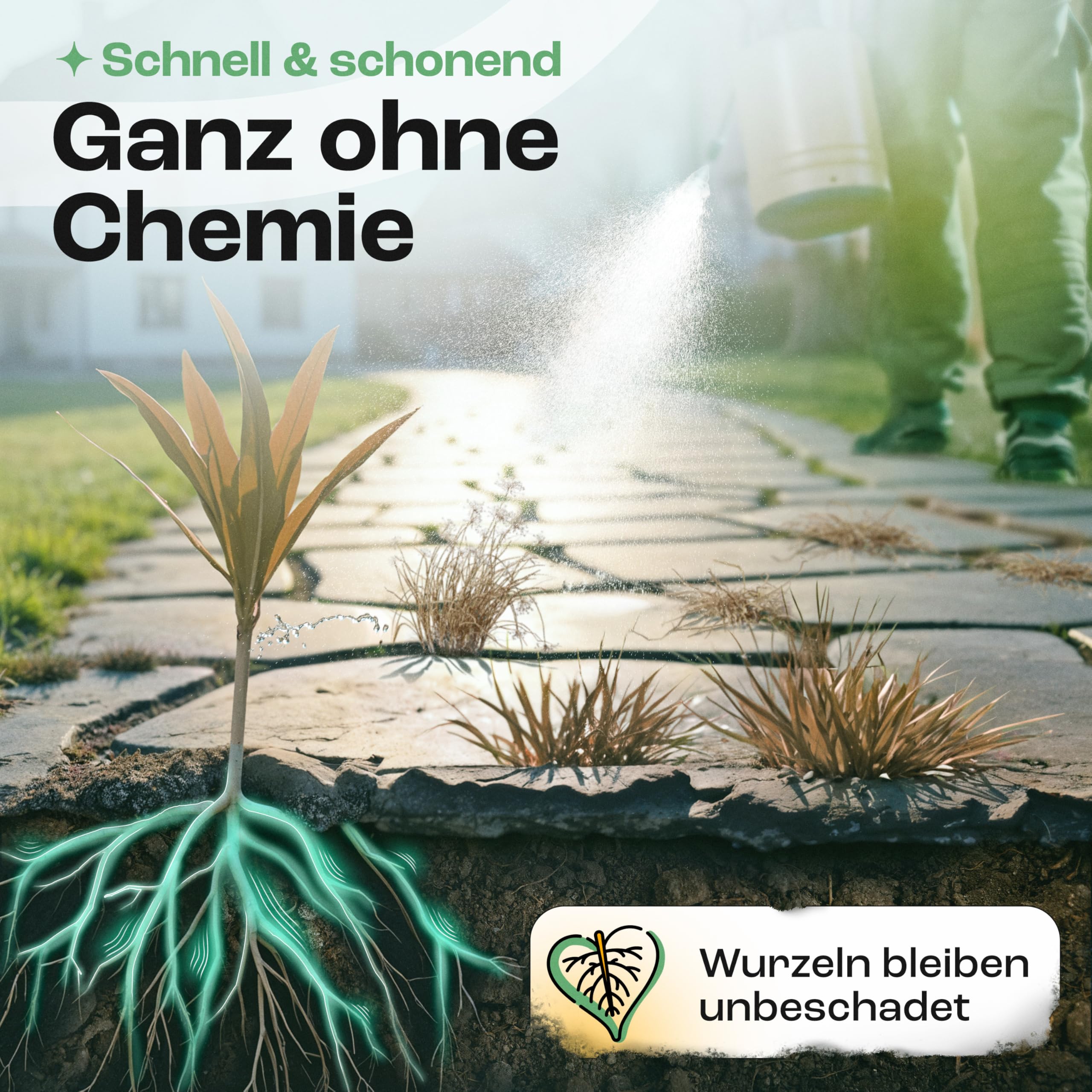 Treufix Konzentrat zur Unkrautentfernung Grundstoff Acetum (Essigsäure) 5L | Ohne Glypohosat zur Unterstützung bei Unkrautbeseitigung auf Pflastersteine, Gartenwege, Terrasse & Einfahrt - Made in DE