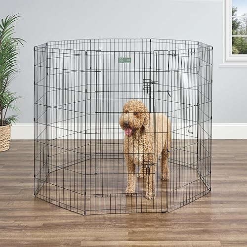 Miniatura 37 de Hogares para mascotas de Midwest, corral de ejercicio de metal plegable / corral para mascotas, 8 paneles cada uno negro sin puerta,negro