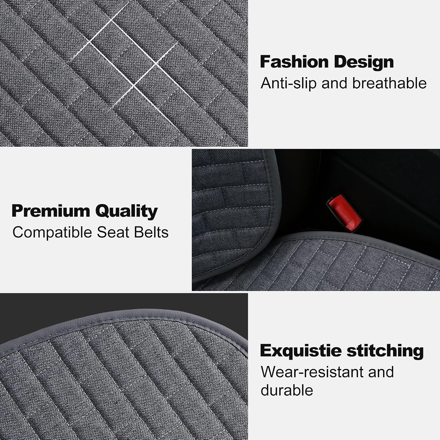 VarCozy Linen Car Seat Covers, Bottom Breathable Seat Covers for Cars for All Seasons with Non-Slip Protector, Universal Seat Covers for Cars, SUVs, Trucks