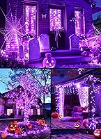 Vista 4 de Luces moradas de Halloween para exteriores, 33 pies, 100 luces LED impermeables de Navidad con 8 modos de iluminación, decoraciones de Halloween
