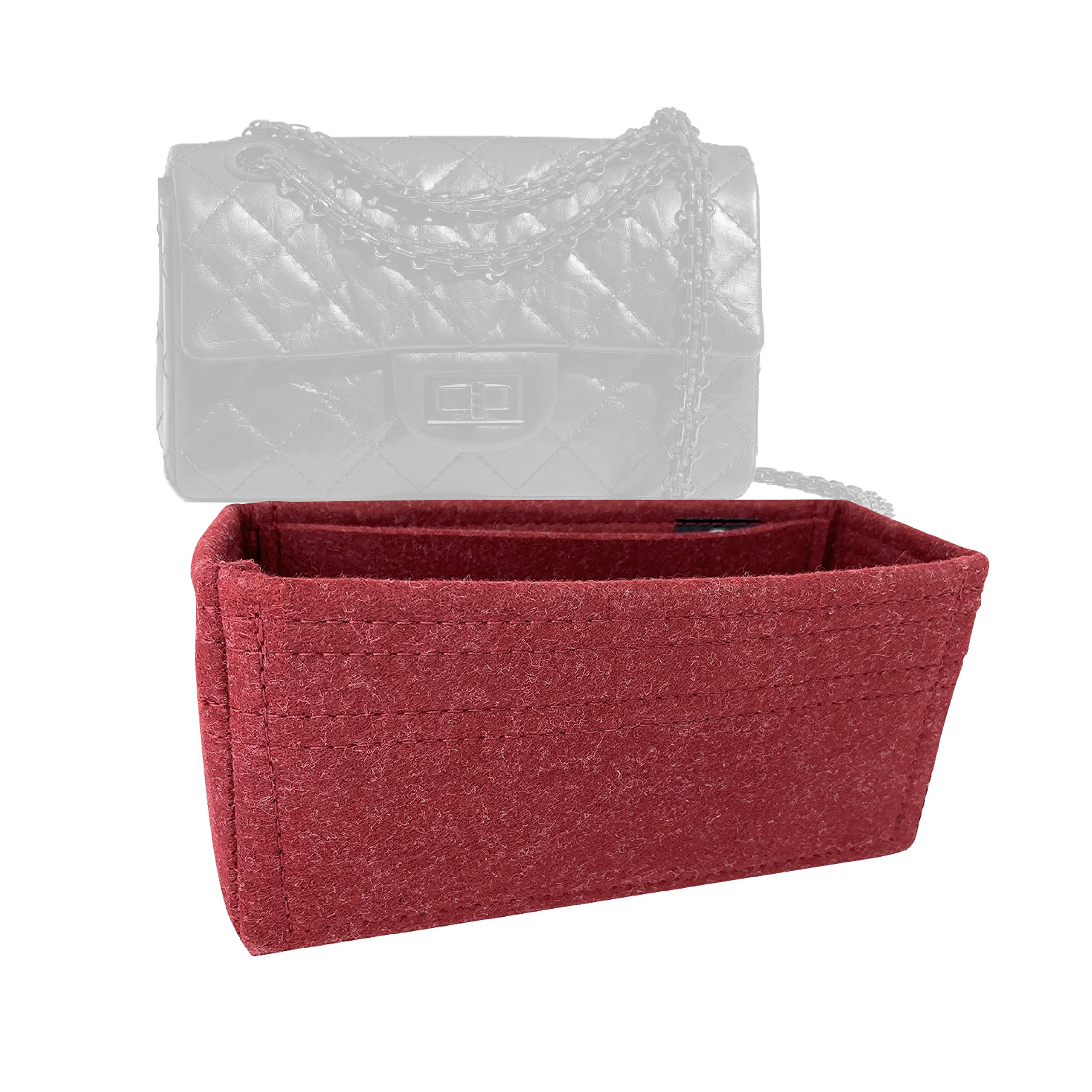 Zoomoni Bag Organizer for Chanel 2.55 Reissue (Size 224/20 cm/Mini) - Premium Felt Purse Handbag Insert Liner Shaper (Handmade) Soft Structure Support