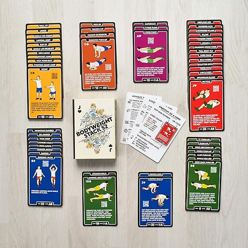 Miniatura 5 de Tarjetas de ejercicio juego de 52 cartas para entrenamiento corporal de fuerza y peso (versión en inglés) Diseñado por un experto en fitness