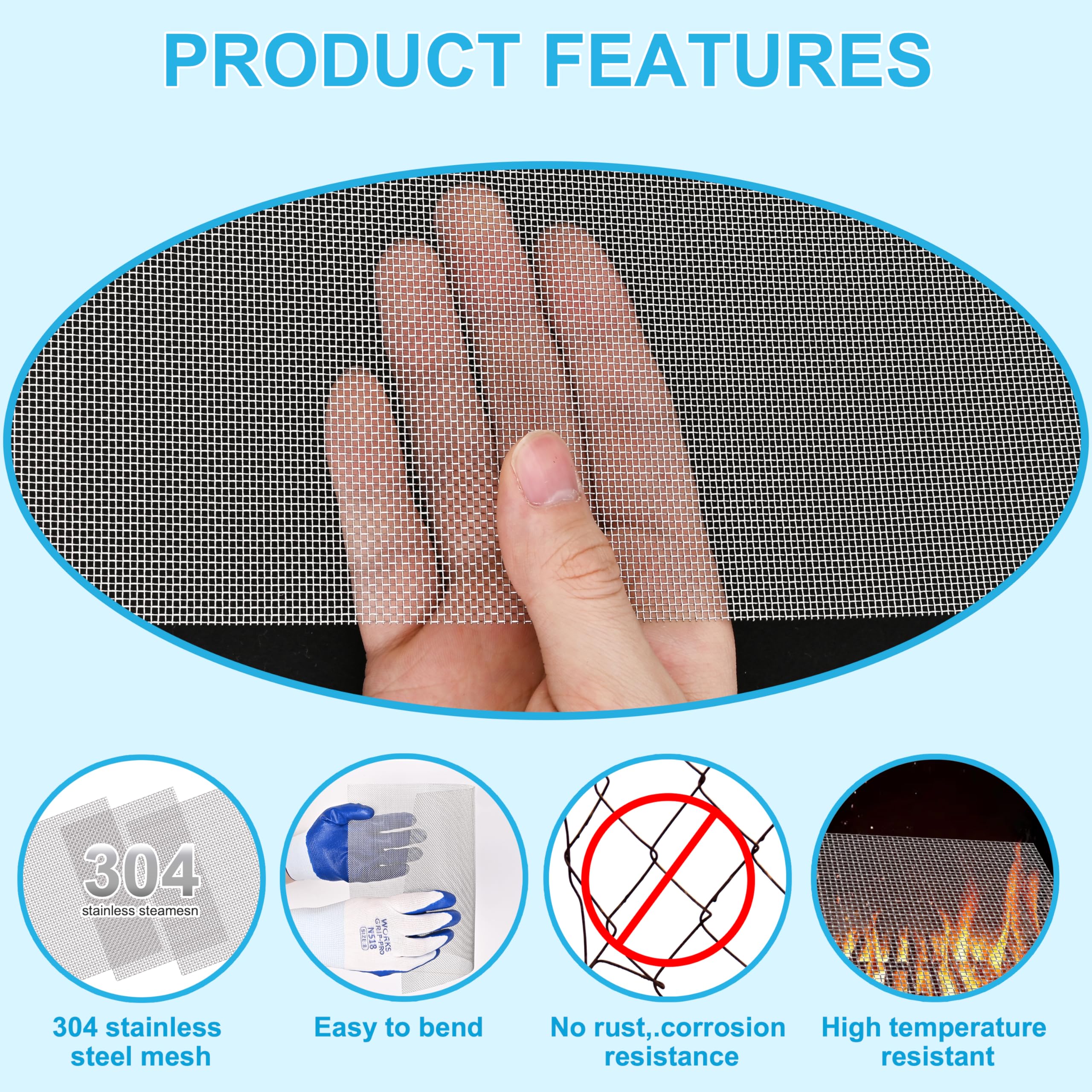 Stainless Steel Wire Mesh Sheets - 4 Pack -5 Stainless Steel Wire Mesh Sheets - 4 Pack -5